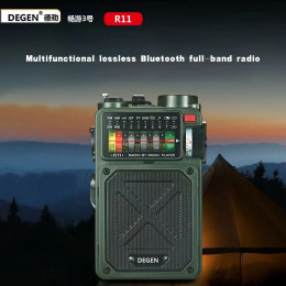 Degen R11 multi-function emergency portable outdoor Bluetooth TF card USB playback full-band solar radio 