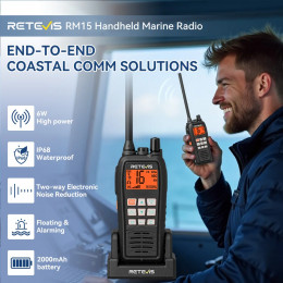 Retevis RM15 Marine Walkie Talkie IP68 Waterproof Long Range Radio vhf handheld Portable Floating Walkie Talkies for Boating 
