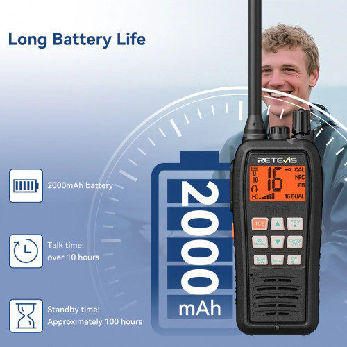 Retevis RM15 Marine Walkie Talkie IP68 Waterproof Long Range Radio vhf handheld Portable Floating Walkie Talkies for Boating
