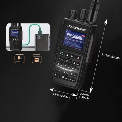 Baofeng 1/2PCS UV-22 intercom long-distance USB Type-C large capacity NOAA 999CH FM two-way radio