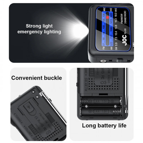 Portable AM/FM/SW Radio Battery Operated Radio with Earphone Jack Pocket Radio Small Radio for Outdoor Camping Emergency