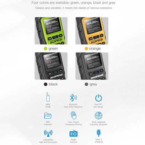 BAOFENG UV-5R Mini Walkie Talkie Multi Band Bluetooth Programming Wireless Copy Frequency 999CH AM FM Long Range Two Way Radio