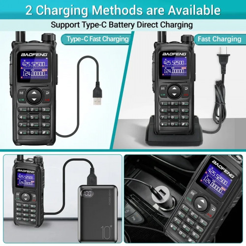 Baofeng UV-28 PRO Max Walkie Talkie 10W Multi-Band Wireless Copy Frequency Long Range Receiver Type-C AM Two Way Portable Radio