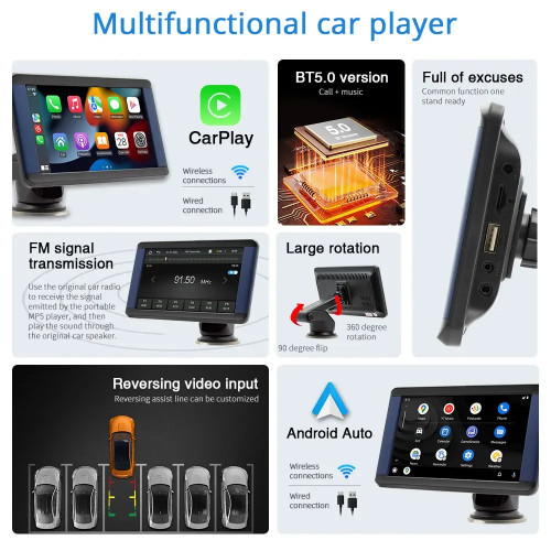 IPS 7Inch Car Touchscree Universal Portable Car Radio MP5 Multimedia Video Player for Car Screen Wireless Carplay Android Auto