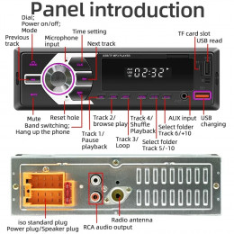1 Din Car Radio Bluetooth MP3 Player AUX USB TF USB Audioo Multimedia Players Hands-Free Calling Locate The Car through the APP
