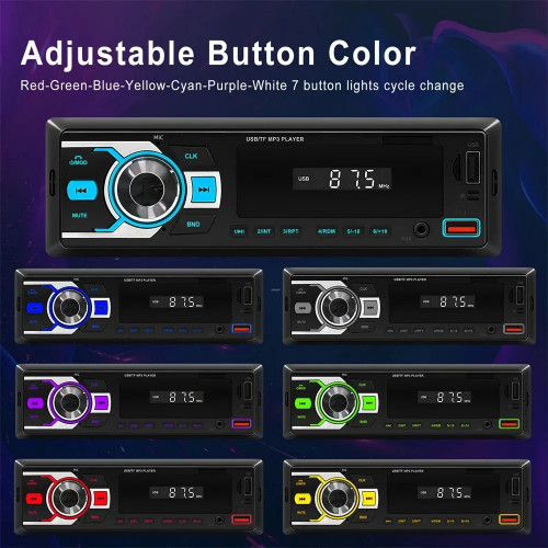 1 Din Car Radio Bluetooth MP3 Player AUX USB TF USB Audioo Multimedia Players Hands-Free Calling Locate The Car through the APP