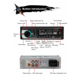 BQCC 1din Universal Car Radio MP3 Player DAB/FM/BT/AUX/USB/TF/Mobile Phone Charging 7 Color Lights Car Radio JSD520