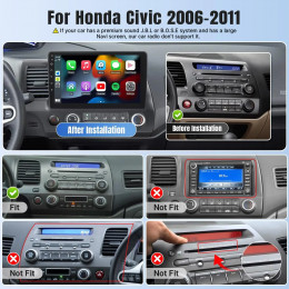 10.1 Inch Wireless Car Stereo for Honda Civic 2006-2011 CarPlay Android Auto Touch Screen Car Radio with Backup Camera GPS WIFI