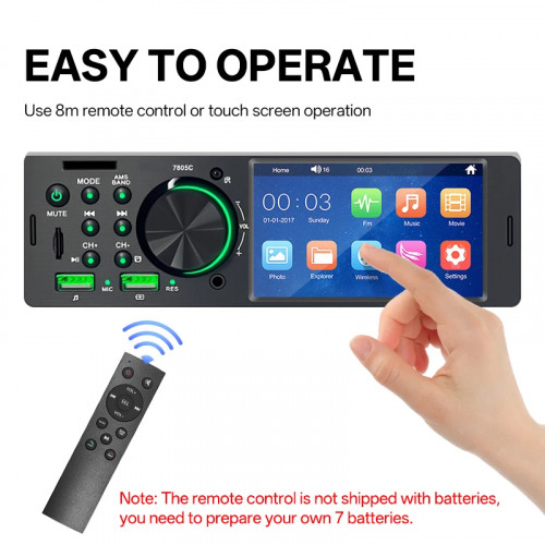 Hippcron 4.1” Car Radio 1 din Multimedia Mp5 Player Touch Screen Bluetooth Stereo Mp3 Player FM Receiver USB TF Card Universal