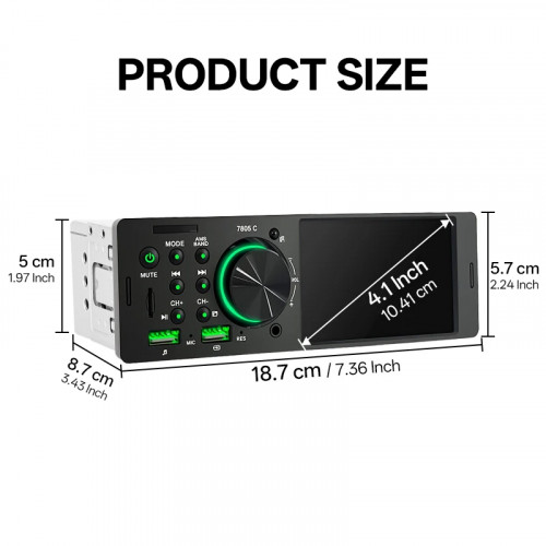 Hippcron 4.1” Car Radio 1 din Multimedia Mp5 Player Touch Screen Bluetooth Stereo Mp3 Player FM Receiver USB TF Card Universal