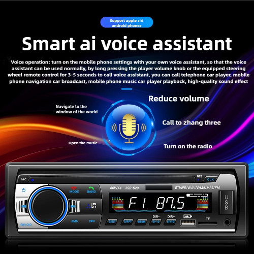 Intelligent Voice Car Radio Stereo Mp3 Player Digital Bluetooth FM Receiver Auto Radio With AUX/USB/TF Card In Dash Kit