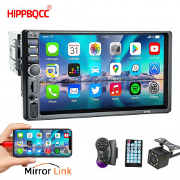 HIPPBQCC Car Radio 7 Inch 1 Din MP5 Multimedia Player Touch Screen FM ISO Power Aux Input Bluetooth USB Mirror Link Universal 