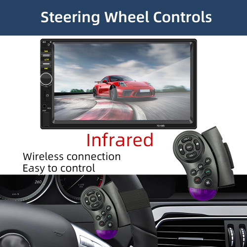 HIPPBQCC Car Radio 7 Inch 1 Din MP5 Multimedia Player Touch Screen FM ISO Power Aux Input Bluetooth USB Mirror Link Universal