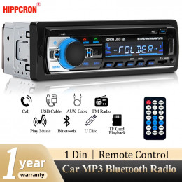 Hippcron Car Radio 1din Stereo Multimedia MP3 Player Digital Bluetooth FM Audio Music USB With In Dash AUX Input 