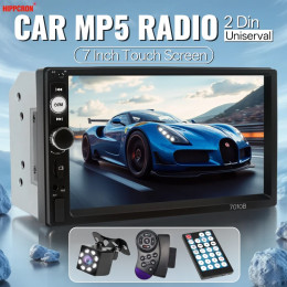 HIPPCRON 7inch Car Radio 2din HD Touch Screen MP5 Player Bluetooth 12V FM ISO Power Aux Input Mirror Link Multimedia Player 