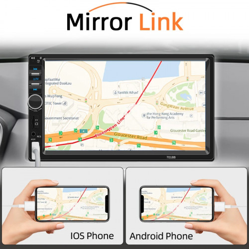 Hippcron 7" Touch Screen Car Radio Stereo Bluetooth MP5 Player 12V 2 Din FM Radio ISO Power Aux Input USB Playback Mirror Link