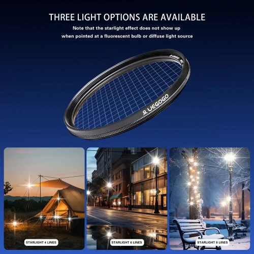 Star Filter Line 4 6 8 Star Filter 52/55/58/62/67/72/77/82mm Camera Lens Filter for Canon eos Sony Nikon 1200d d80 700d Set 60d