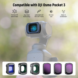 NEEWER 3 Pack ND Filter Set with 0.75X Wide Angle Lens, 2X Macro Lens, 1.2X Blue Anamorphic Lens For DJI Osmo Pocket 3
