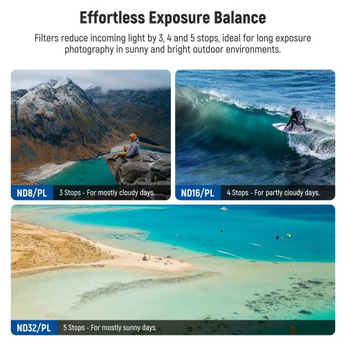NEEWER ND/PL Filter Accessories Set For DJI Flip Drone Snap On HD Optical Glass Neutral Density Polarized ND Lens Filter Kit
