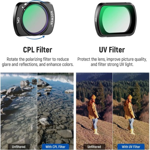 NEEWER Magnetic ND/CPL Filter Set For DJI OSMO Pocket 3 Creator Combo Accessories, Action Camera Neutral Density Filters