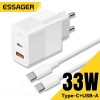 Essager USB Type C Fast Charger 33W QC PD 3.0 Dual Port Mini Portable Adapter For IPhone 16 15 14 IPad Xiaomi Fast Wall Chargers
