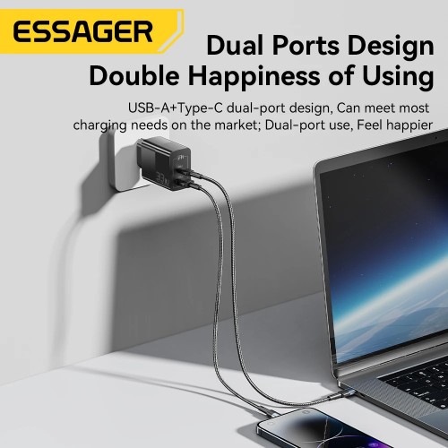 Essager USB Type C Fast Charger 33W QC PD 3.0 Dual Port Mini Portable Adapter For IPhone 16 15 14 IPad Xiaomi Fast Wall Chargers