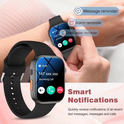 Smart watch, customizable dial, multiple sports modes, answer/make calls, message reminders, suitable for both men and women