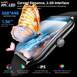 New Ultra Thin Smart Watch men 1.96" AMOLED HD Pixel Display Always Show Time BT Call Reminder Smartwatch Ladies For Android iOS -  44