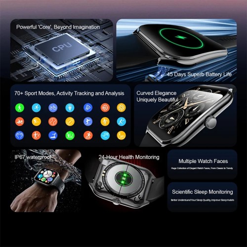 New Ultra Thin Smart Watch men 1.96" AMOLED HD Pixel Display Always Show Time BT Call Reminder Smartwatch Ladies For Android iOS -  44