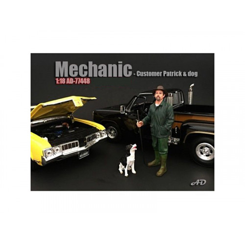 Customer Patrick and a Dog Figurine / Figure For 1:18 Models by American Diorama