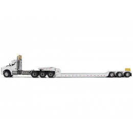 Kenworth T880 SBFA Tridem Truck with Trail King HDG Lowboy Trailer White 