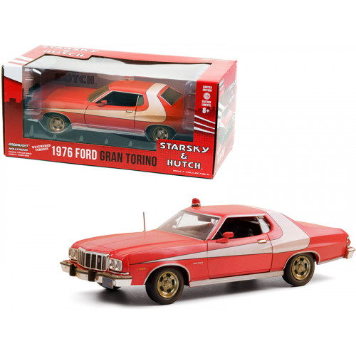 1976 Ford Gran Torino Red with White Stripe (Weathered Version) 