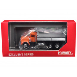 Peterbilt Dump Truck with Orange Cab 1/87 (HO) Plastic Model Car by Promotex
