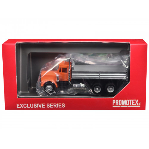 Peterbilt Dump Truck with Orange Cab 1/87 (HO) Plastic Model Car by Promotex