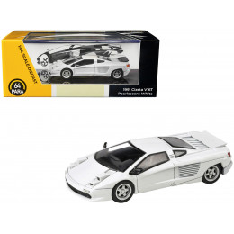 1991 Cizeta V16T Pearlescent White Metallic 1/64 Diecast Model Car by Paragon Models
