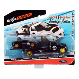 2017 Ford GT #2 Heritage Edition with Flatbed Truck Black 