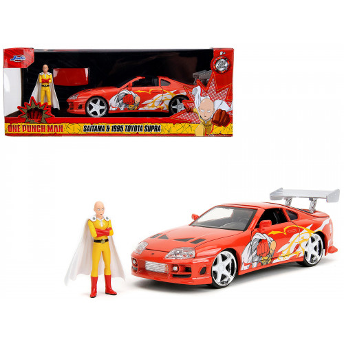 1995 Toyota Supra Red with Graphics and Saitama Diecast Figure 