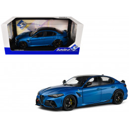 2022 Alfa Romeo Giulia GTA Anodized Blue Metallic with Carbon Top 1/18 Diecast Model Car by Solido