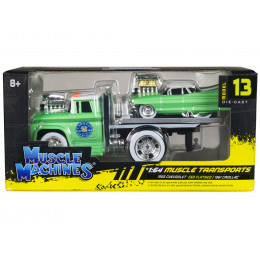1966 Chevrolet C60 Flatbed Truck Green Metallic with White Top 