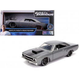 Dom's Plymouth Road Runner Gray Metallic with Black Hood Stripe 
