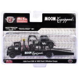 1956 Ford COE Ramp Truck Matt Black and 1932 Ford 3 Window Coupe Matt Black 