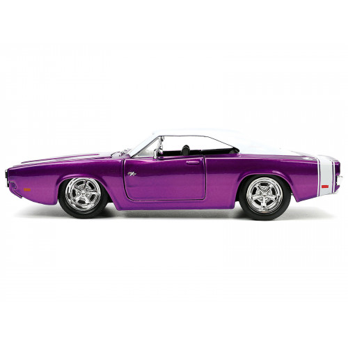 1970 Dodge Charger R/T Purple Metallic with White Top and Tail Stripe 