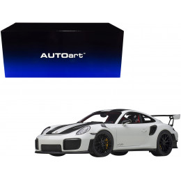 Porsche 911 (991.2) GT2 RS Weissach Package White with Carbon Stripes 1/18 Model Car by Autoart