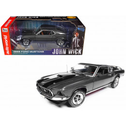 1969 Ford Mustang Dark Gray Metallic with Black Stripes 