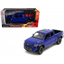 2024 Toyota Tacoma TRD Off-Road Edition Pickup Truck Blue Metallic with Bed Camper 1/24 Diecast Model Car