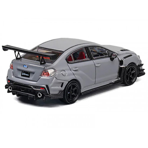 Subaru VAB WRX STI S4 Gray with Red Interior with Extra Wheels 1/64 Diecast Model Car by CM Model