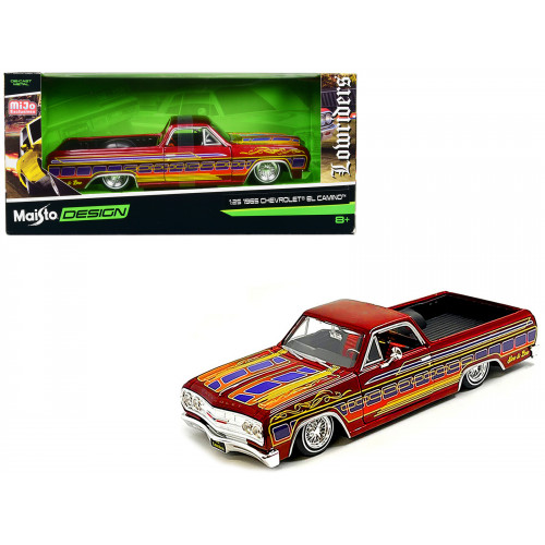 1965 Chevrolet El Camino Lowrider Candy Red Metallic with Graphics 
