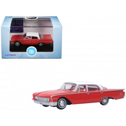 1960 Ford Fairlane Sedan 500 Monte Carlo Red with Corinthian White Top and Interior 1/87 (HO) Scale Diecast Model Car by Oxford Diecast