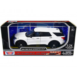 2022 Ford Police Interceptor Utility Unmarked Slick-Top White 1/24 Diecast Model Car by Motormax