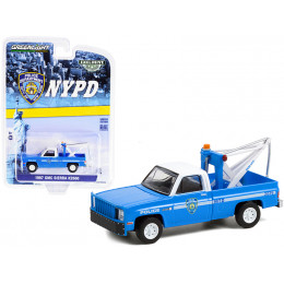 1987 GMC Sierra K2500 Tow Truck with Drop in Tow Hook Blue with White Top 